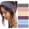 Stretchy Wide Striped Headbands Soft Non-Irritating Breathable Fabric 6 Color Choices for Yoga Travel Daily Wear