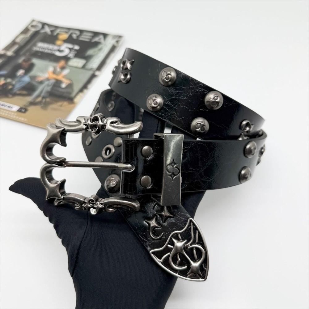 Y2K Gothic Belt Adjustable Rivet Waist Belt Versatile Punk Belt Unisex