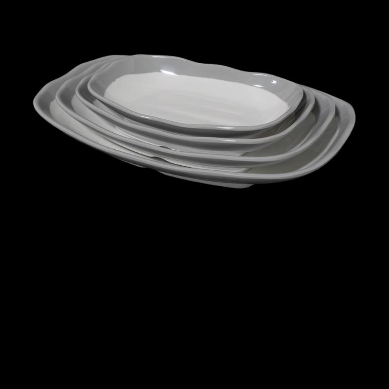 Wutuo Commercial Imitation Porcelain Rectangular Wavy Dish