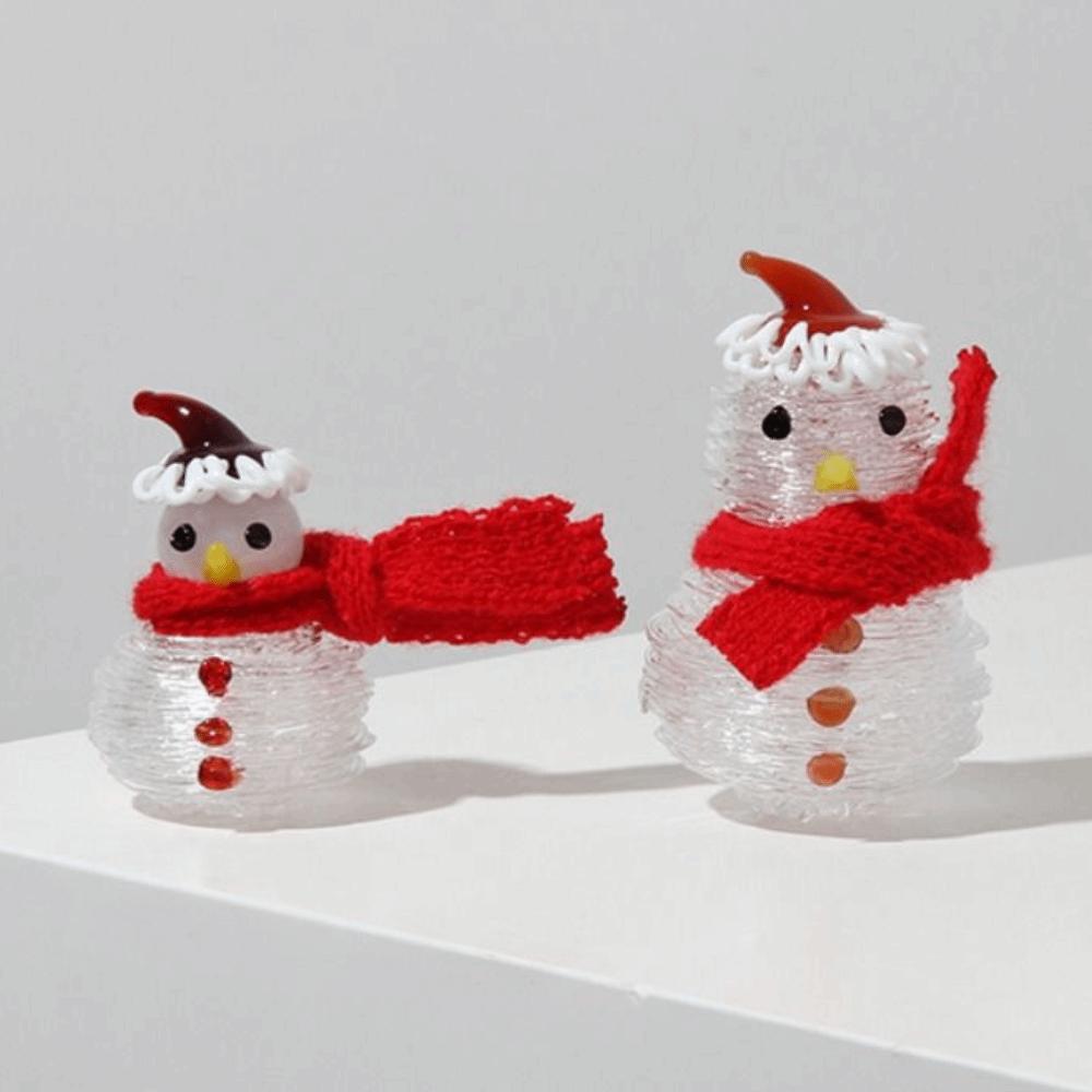 Brushed Glass Snowman Figurines Handcrafted Glass Christmas Decoration Party Supplies