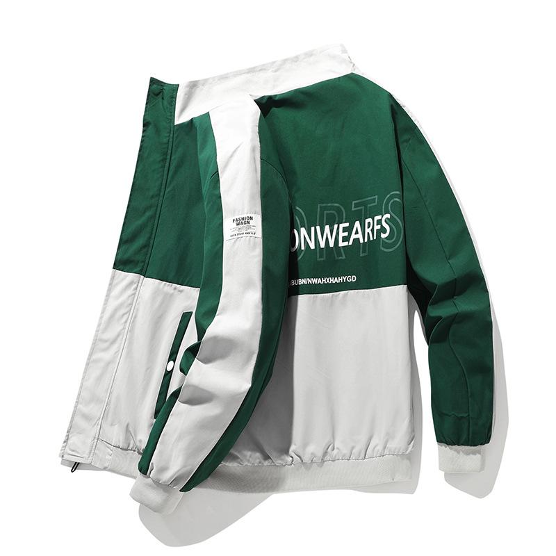 

Мужская спортивная куртка, мужская лоскутная куртка с капюшоном на молнии, весенне-осеннее пальто, повседневная бейсбольная куртка, толстовка, винтажная верхняя одежда 4XL зелёный