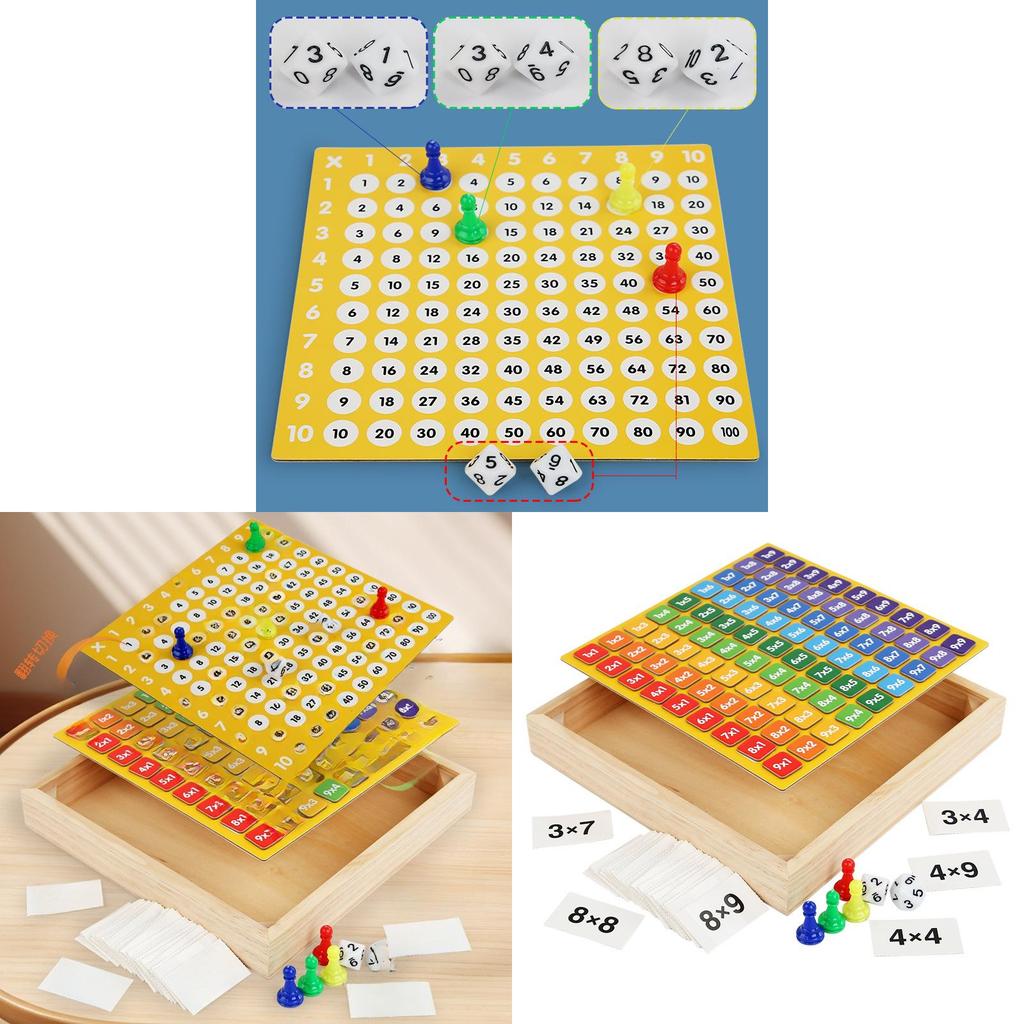 Wooden Multiplication Board Game With Magnetic Tiles For Kids Educational Fun