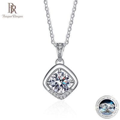 1ct VVS D Colored Moissanite Diamond Necklace For Women Silver 925 Jewelry Female Simple Temperament Clavicle Chain