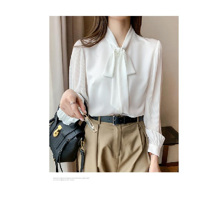 Fashionable and elegant chiffon shirt, spring and autumn 2026 new long-sleeved top for women