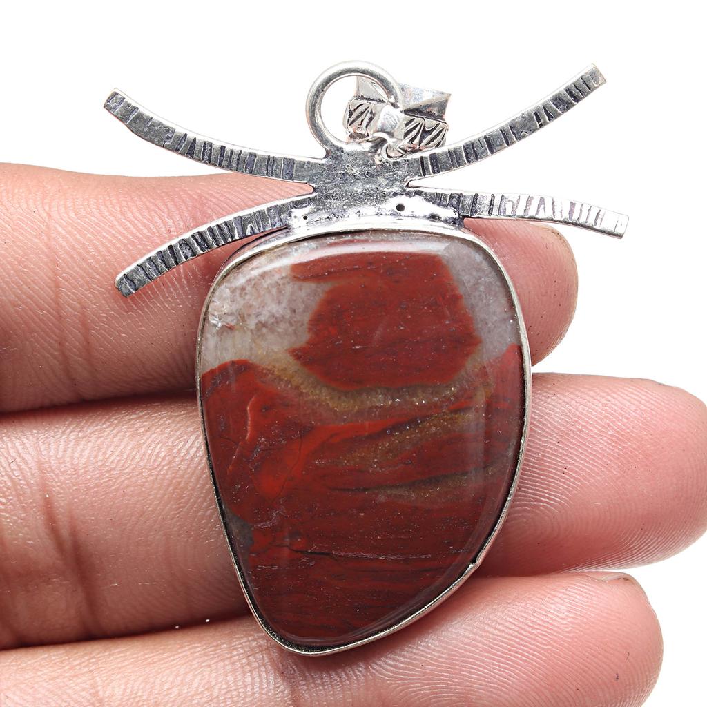 Pendant Designer Jasper Gemstone Valentine'Day Ethnic Silver Jewelry 2.25"