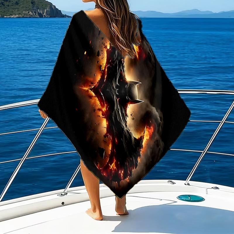 Asciugamano da Spiaggia Il Cavaliere Oscuro - Morbido, Assorbente in Microfibra, Leggero, Ideale per la Spiaggia, Feste, Viaggi, Campeggio, Regali per Fan
