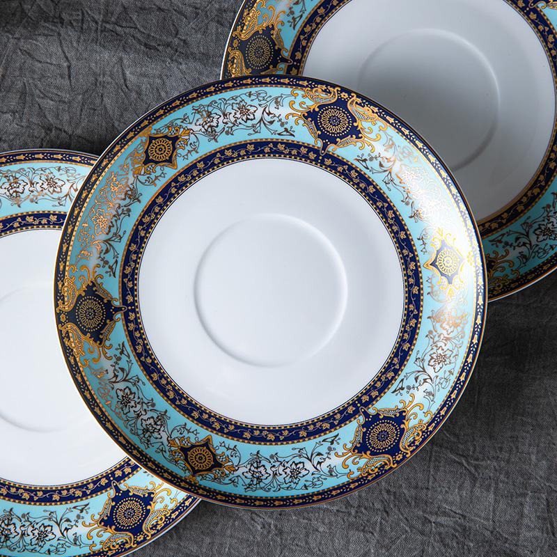 

1pcs Ceramic Steak Plate Household Round Western Flat Plate European High-quality Tableware Underglaze Color Craftsmanship