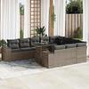 VidaXL Garden Lounge Set 11 Pcs with Grey Cushions Wicker 3326871