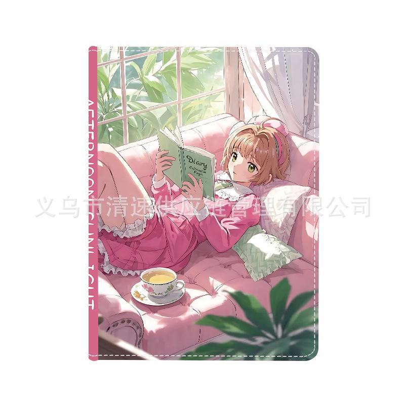 B5 Sakura Pajama Skirt Notebook: Cartoon Leather Cover, Anime Hardcover Diary A-021
