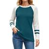 Women's Color Block Round Neck Long Sleeve Knit Top for Casual Daily Wear