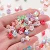 100pcs ABS Plastic Flower Shaped Beads Spacer Beads for DIY Earrings Necklaces Bracelets Phone Chains Jewelry Making Findings