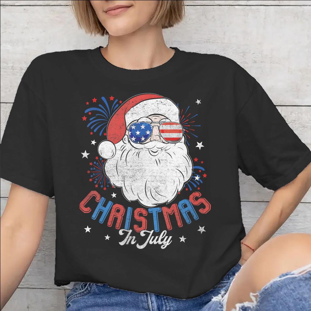 Unisex WoUnisex Graphic Printing Christmas In July Vacation T Shirt Tee Pure Cotton Tshirts Clothes