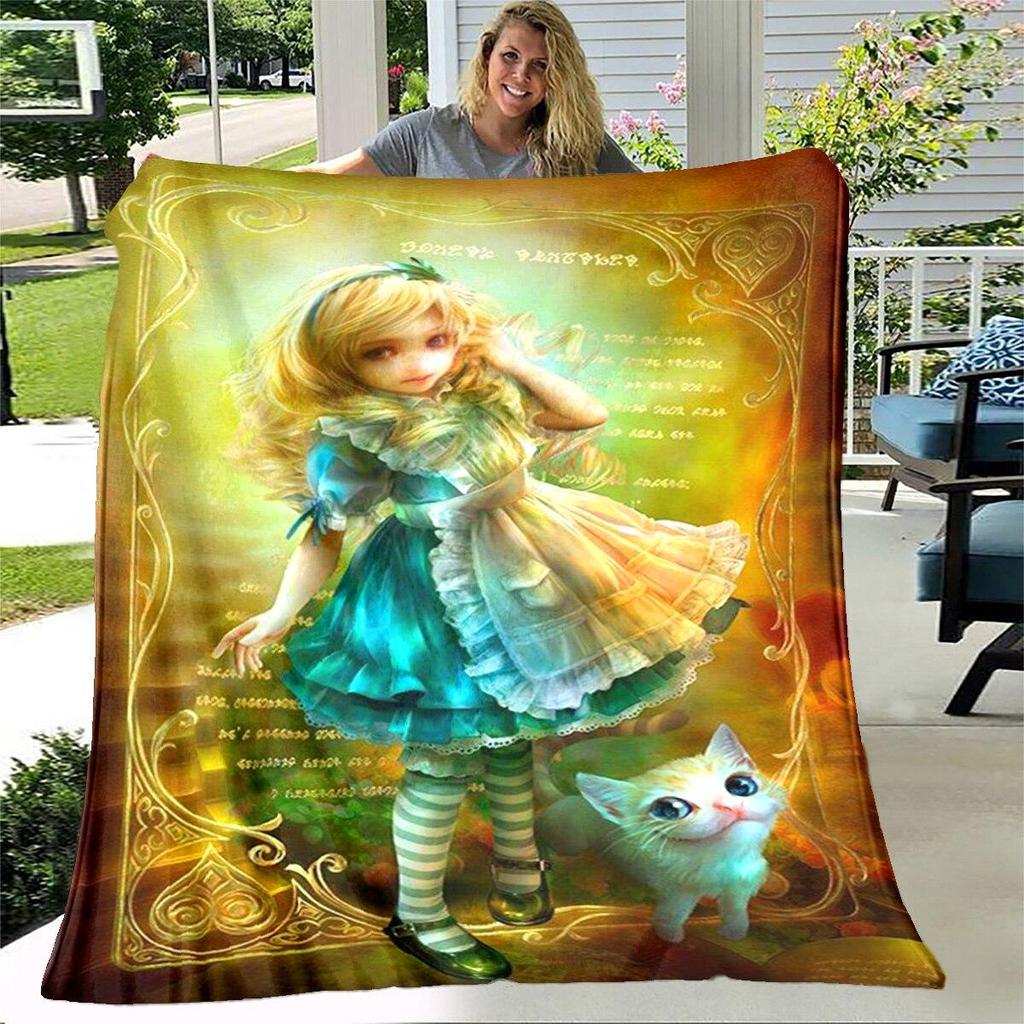 Alice Blanket Alice In Wonderland Blanket Flannel Blanket Bedding Throw Soft Cartoon Bedspread Sofa Blanket Kids Blanket Gift
