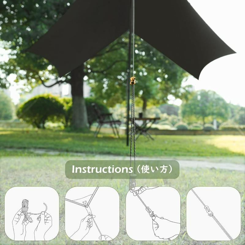 Guy Ropes 3mm Paracord Reflective Cord Guyline Nylon Rope with Tensioners for Outdoor Camping Hiking Awning Tent