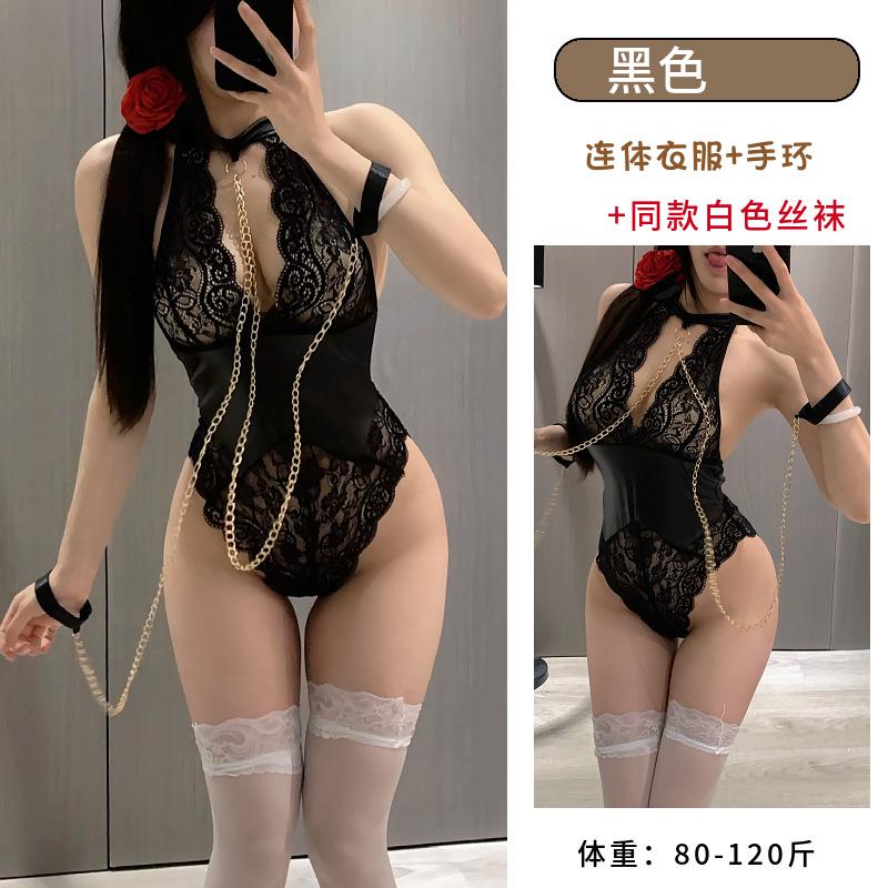 Spice girl lace bundled mesh patent leather splicing royal sister temperament onesie sex underwear uniform