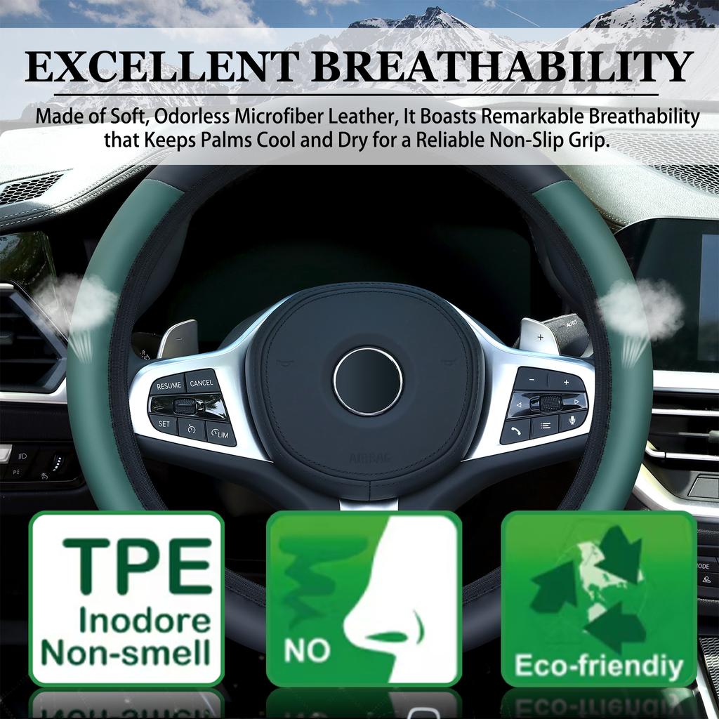 Car Steering Wheel Cover No Inner Ring Anti-Slip PU Leather Steering Wheel Cover - Sport Style Auto Interior Styling Accessory