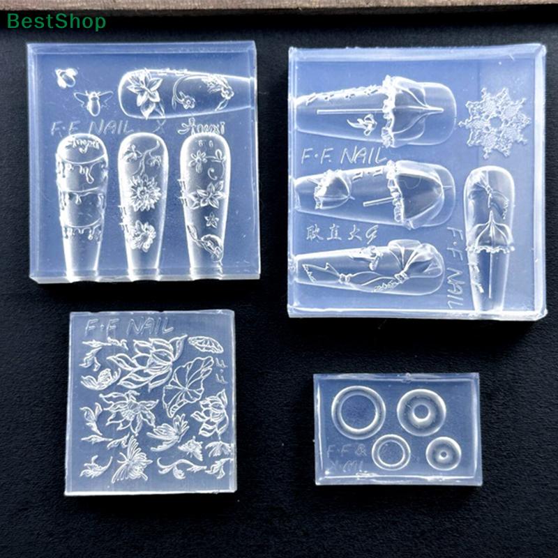 3D Silicone Nail Art Mold Butterfly Pattern Lace Parasol Circular Design DIY Nail Art Decor Transparent Manicure Template