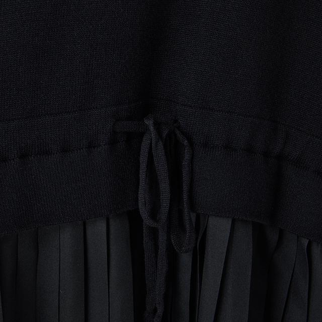 LAP Sailor Collar Contrast Pleated Knit Dress Ar1Wo220