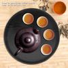 Farfurii Platou Formă Rotundă Tavă de Servire din Lemn Negru Lemn Natural Platou Decorativ Dimensiune 33cm Server Multifuncțional Tavă de Mic Dejun