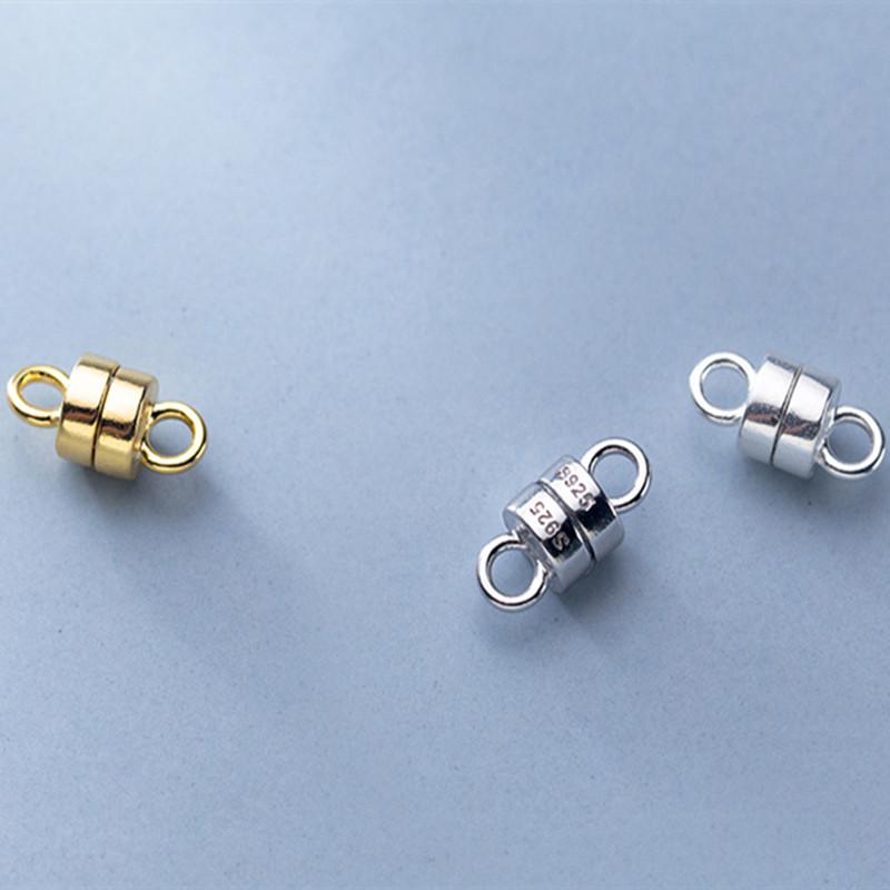 Gold Plated Magnet Connectors Beaded 925 Sterling Silver Bracelet Magnetic Clasp Jewelry Accessories