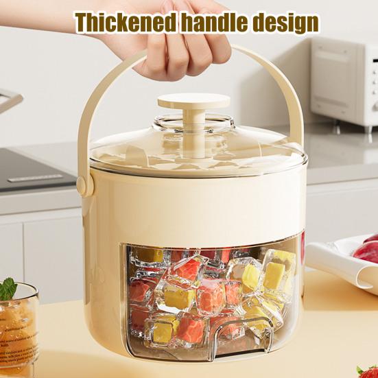 Ice Bucket 2-in-1 Large Capacity Ice Storage Bin Press-Release Ice Cube Tray with Airtight Lid And Ice Scoop Food-Grade Safe Ice Tray for Home RV