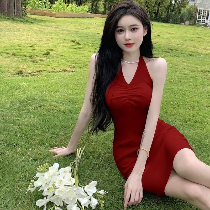 Dámské šaty Slim Pletené Bez rukávů Šaty na ramínka Jednobarevné