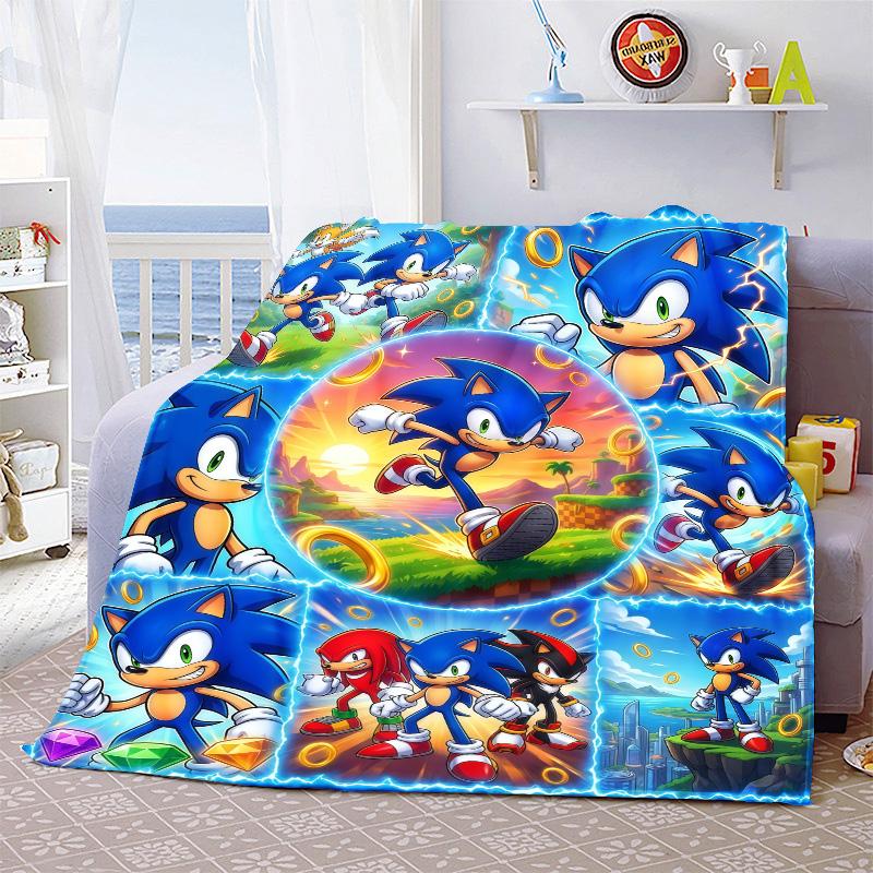 Sonic Soft Flannel Blanket Warm Throw Cozy Lightweight Blanket for Sofa Bed Home Decoration -QJY