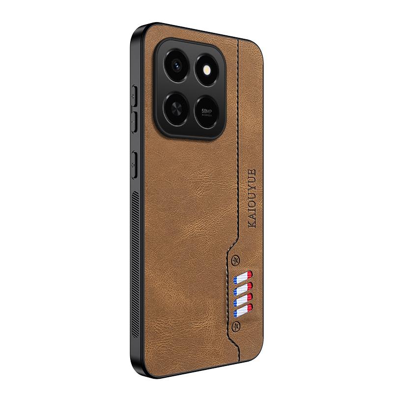 

Для Honor X7d 4G Чехол для телефона из матовой кожи с эффектом кожи, Мягкая задняя крышка, Funda для Honor X7d, Защита Honor X7d 4G темно-коричневого