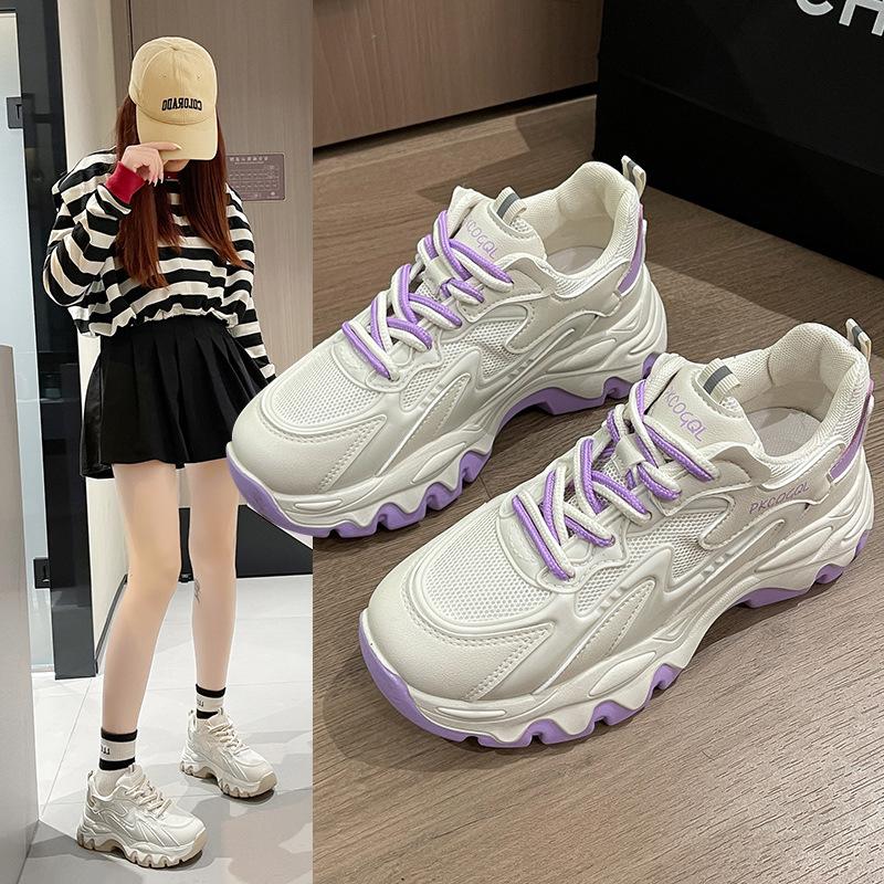 New Fashion Style Casual Sports Shoes Breathable Mesh Surface Women's Shoes Summer With Thick Sole Comfortable Athletic Footwear