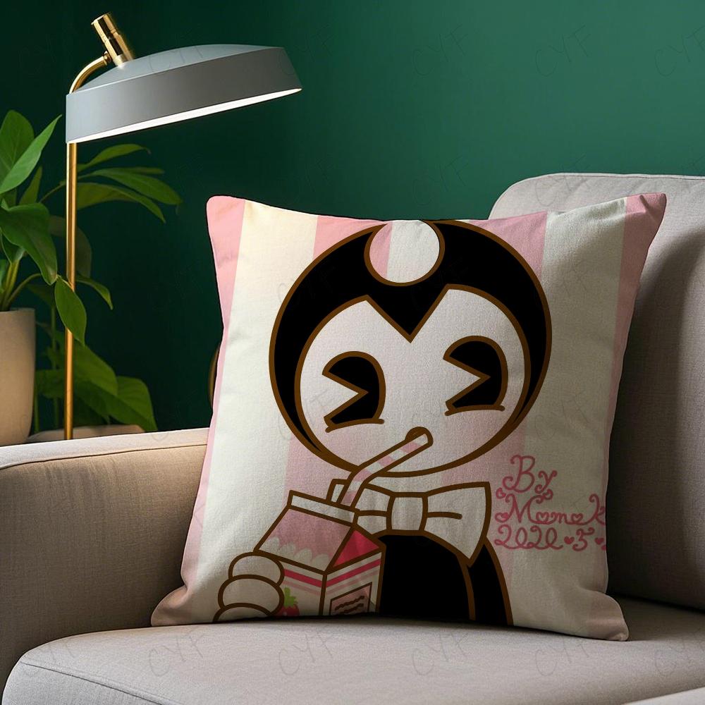 Game B-Bendy and the Ink M-Machine Pillow Case Pillowcase Anti-dustmite Pillow Invisible zipper silky short plush Sofa cushion c