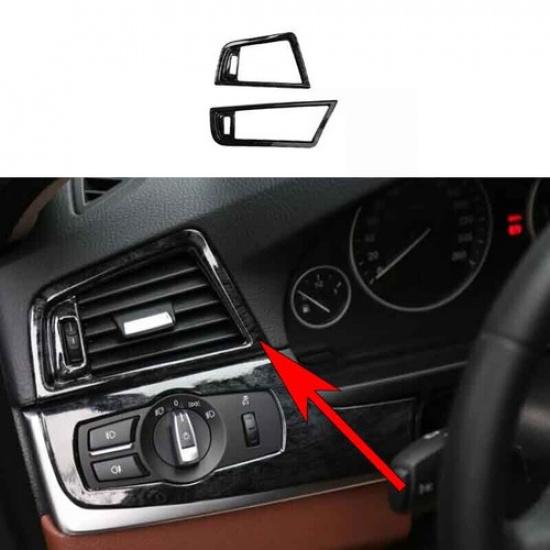 2011-17 For BMW 5 Series Black Wood Grain L&R Air Outlet Vent Cover Car Console