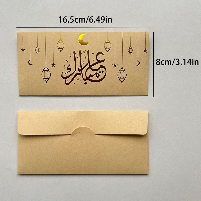 Pack of 9/18/27 Eid Mubarak Gift Card Bags for Muslims Celebration Handmade Money Envelopes Islamic Party Supplies