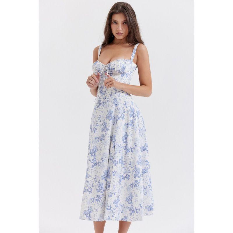 Floral Sexy Slit Suspender Dress Floral Sexy Slit Camisole Dress