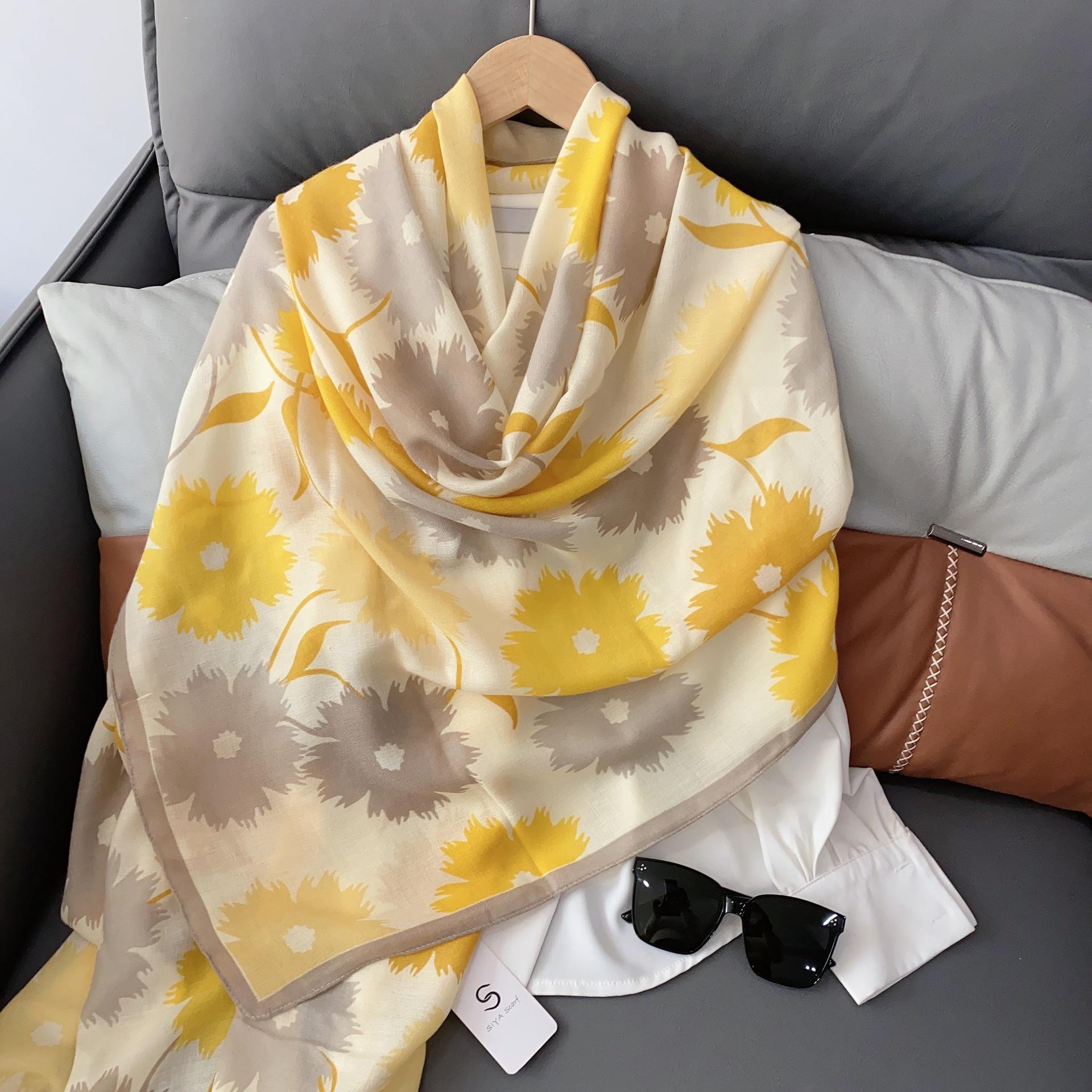 

2024 Four Seasons Универсальный тонкий хлопок и пенька солнцезащитный шелковый шарф шаль двойного назначения внешний кондиционер защита шеи в помещении 180*85cm