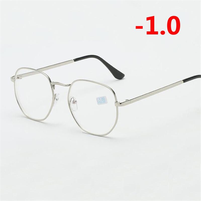 -1.0 -1.5 -2.0 To -6.0 Student Myopia Glasses Finished Golden And Black Frame Blue Film Short Sight Eyewear Prescription Glasses