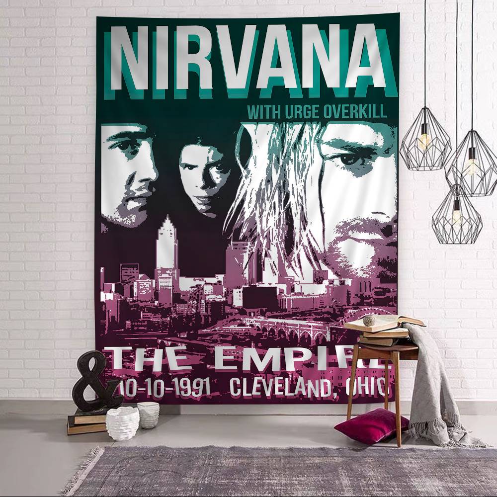 Nirvana Band Magazine Classic Anime Cartoon Tapestry Art Science Fiction Room Home Decor Wall Hanging Home Decor