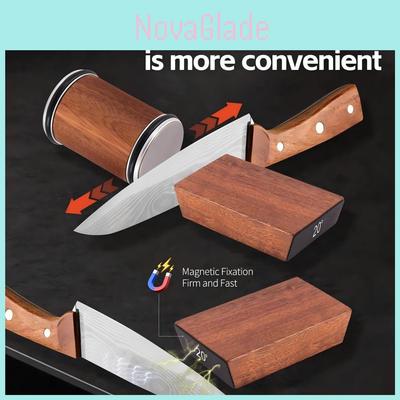 Sandalwood Doublesided Diamond Knife Sharpener With Nonslip Base For Kitchen Use