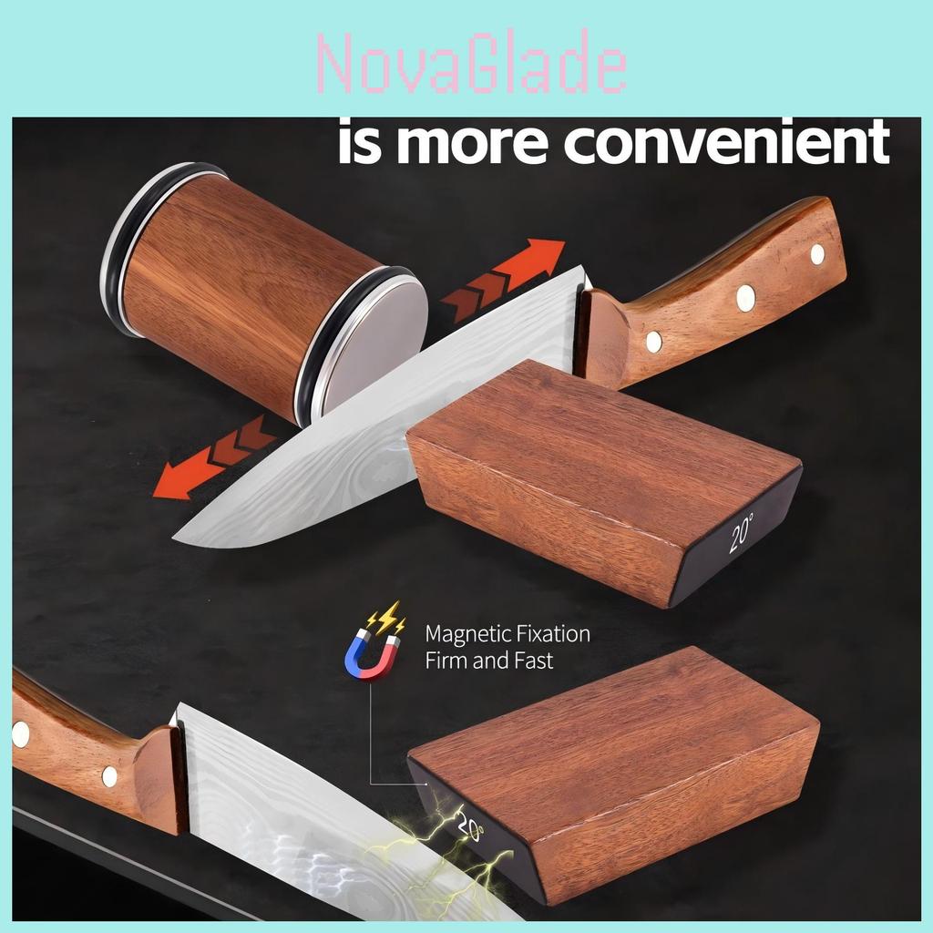 Sandalwood Doublesided Diamond Knife Sharpener With Nonslip Base For Kitchen Use