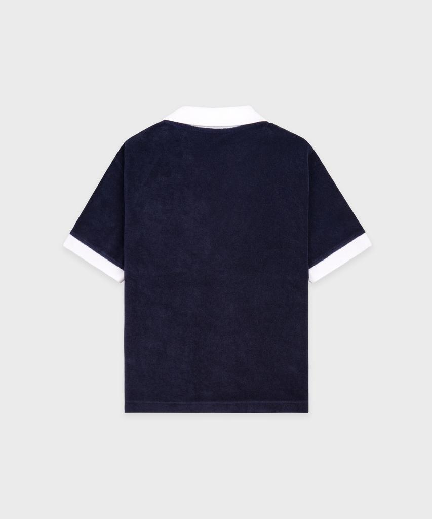 SPORTY&RICH Signature Logo Terry Polo - Navy R265Aw2006