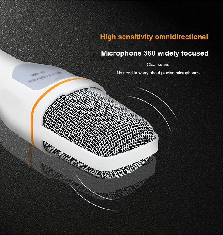 Professionelles 3,5-mm-Kondensator-Soundmikrofon mit Ständer für PC, Laptop, Skype-Aufnahme, für iPhone, Android-Telefon, Computer, Gaming, Live-Streaming, YouTube