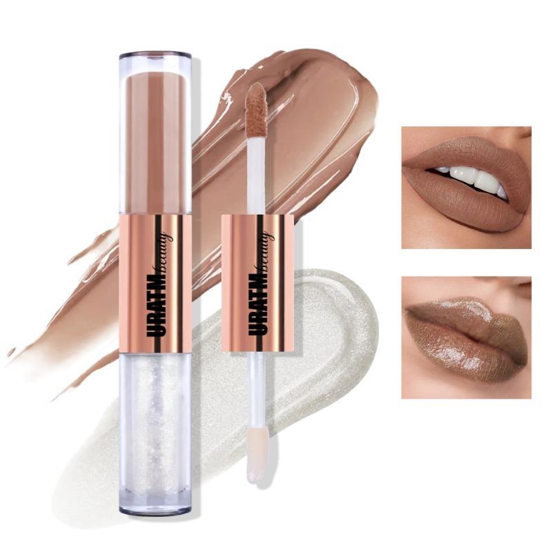 Double Head Lip Glaze Matt Überlappender Pearl Shine Lip Gloss Langanhaltender Lip Glaze Hochpigmentierter Lippenstift Geschenk für Frauen