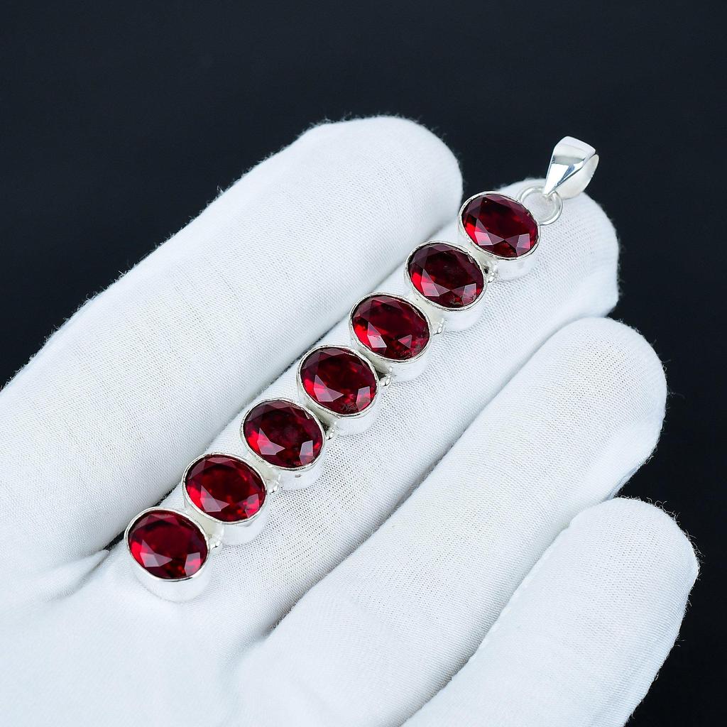 Amazing Red Garnet Pendant, 925 Sterling Silver Pendant, Handmade Pendant, Antique Pendant, Red Garnet Gemstone Pendant, Party Wear Gift
