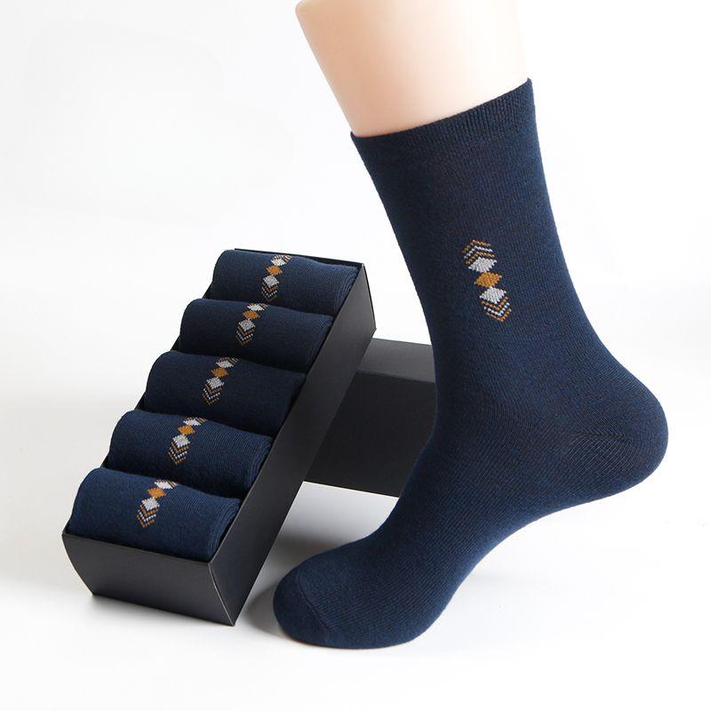 

2/5/10 пар/лот Чоловічі модні шкарпетки Four Seasons Leisure дихаючі шкарпетки середнього розміру 39-46 5 pairs Темно-синій