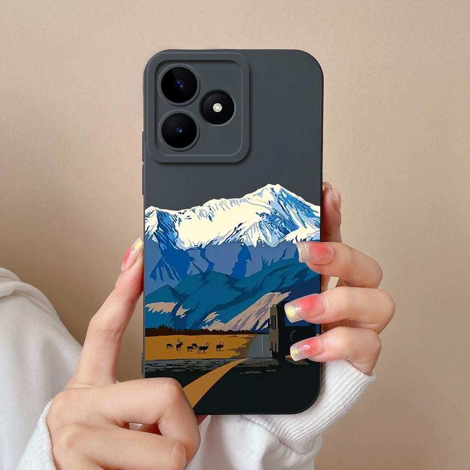 

For Realme C53 C51 Phone Case Cool Tag Couple Cover For Oppo RealmeC53 C 51 Soft Smooth Liquid Silicone Anti Drop Bumper Capa Realme C51