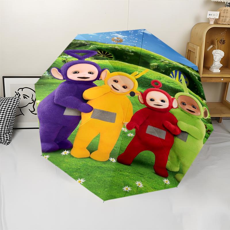 Teletubbies Theme Automatic Umbrella, Lightweight & Portable, 8 Rib, Perfect for Outdoor Travel, Birthdays, Christmas, Gifts.