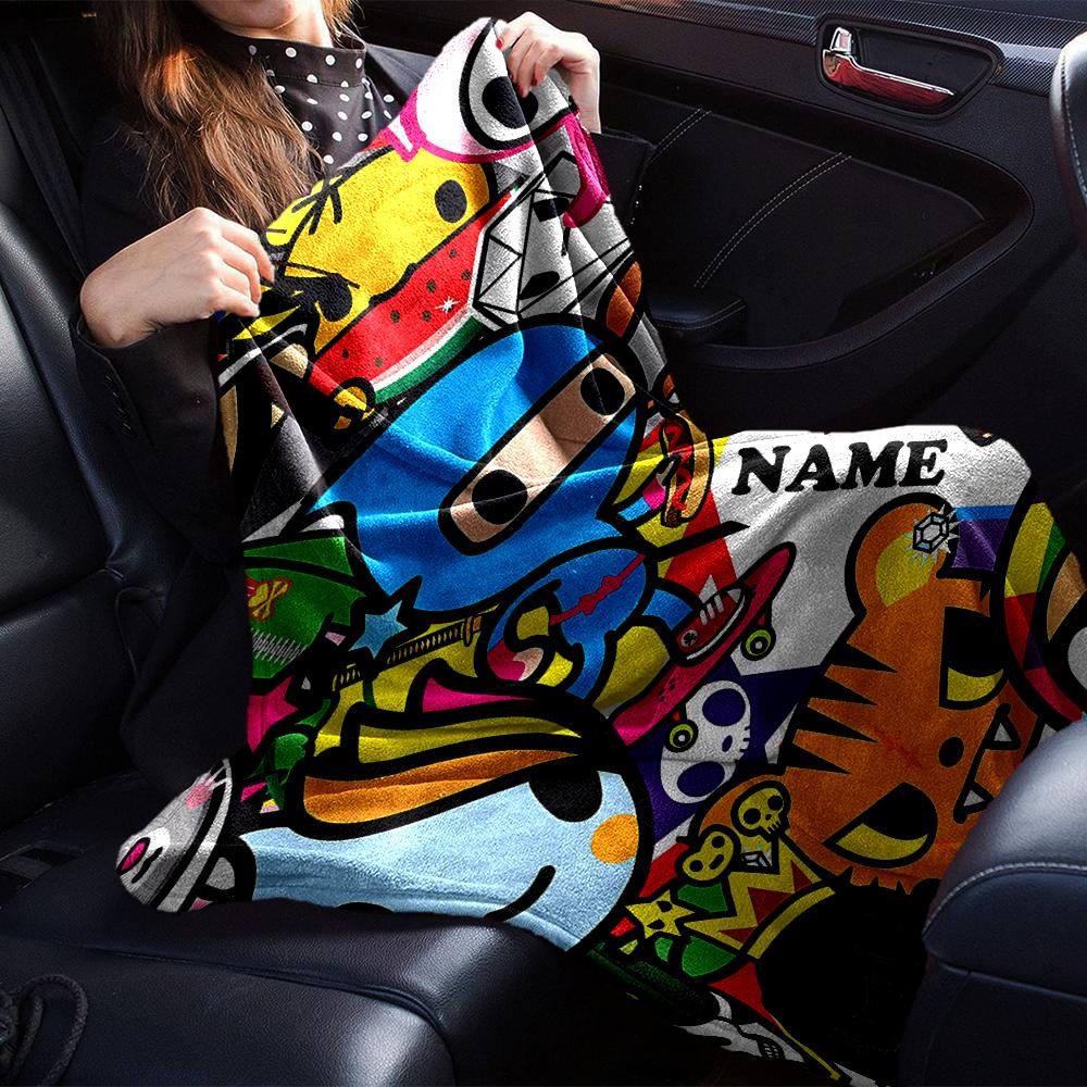 Custom Name Tokidoki Theme Printed Blanket - Perfect for Couch, Bed, Travel & Outdoor Use | Machine Washable, Cozy & Durable.