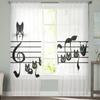 Kočičí hudební nota Hůlový tyl Závěsy do obývacího pokoje Ložnice Šifon Průsvitný voál Závěs na kuchyňské okno