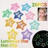 20Pcs Glow in The Dark Luminous Star Hair Clip Trendy Mini Luminous Barrettes  Costume Dress Up