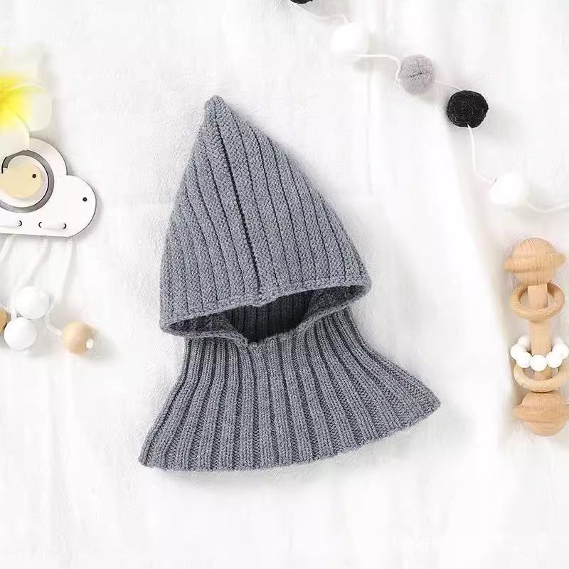 Winter Warm Windproof Balaclava Hat For Baby Coldproof Knitted Hooded Caps Outdoor Hats Scarf Integrated Neck Collar Beanies Cap