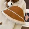 Autumn and Winter Versatile Retro Suede Fisherman's Hat Children Thickened Warm Face Small Plush Basin Hat Plain Bucket Hat